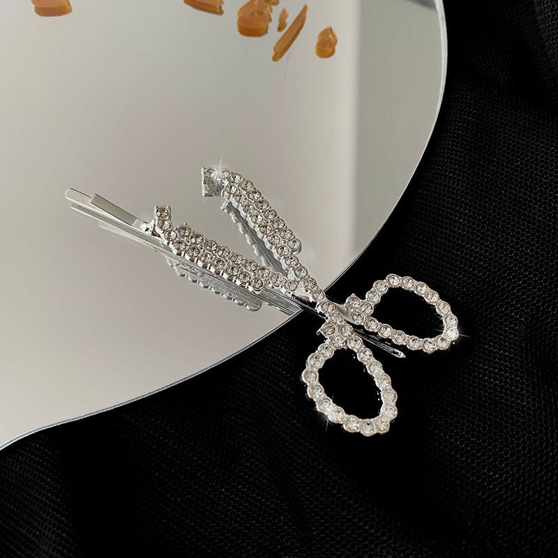 Fashion Creative Scissors Rhinestone Hairpin