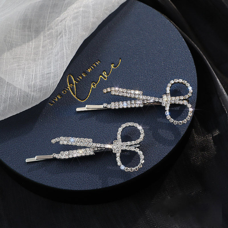 Fashion Creative Scissors Rhinestone Hairpin
