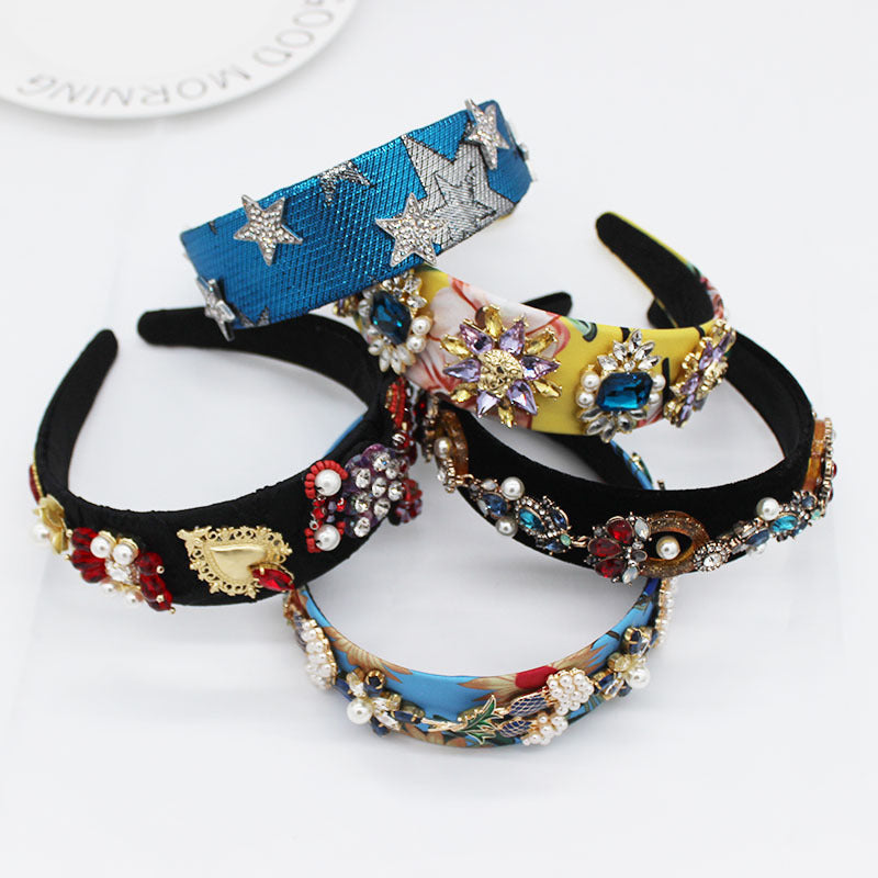 Baroque headband with stars and diamonds