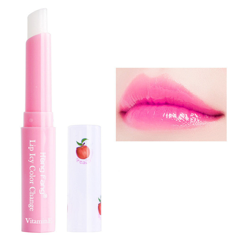 Peach color changing lip balm