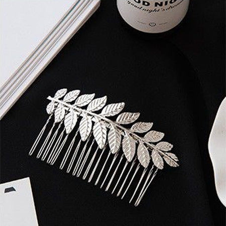 Electroplated Women's Metal Leaf Top Clip Feather Headwear