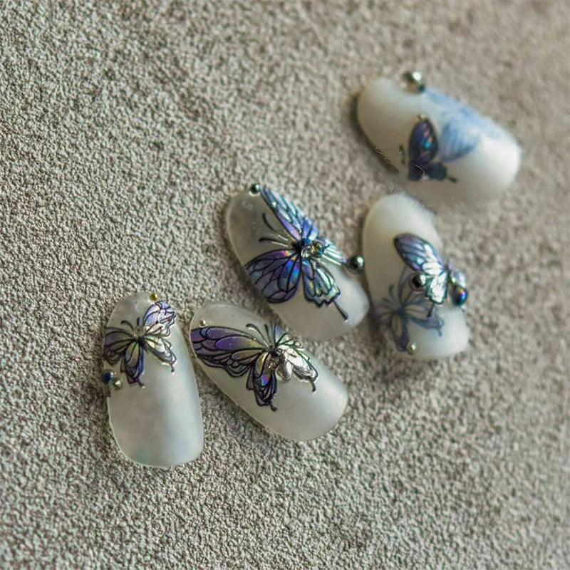 Tomoni Nail Relief Laser Butterfly Stickers Aurora Phantom Color