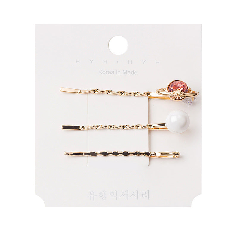 Sweet Planet Pearl Wave Hairpin Three-piece Set