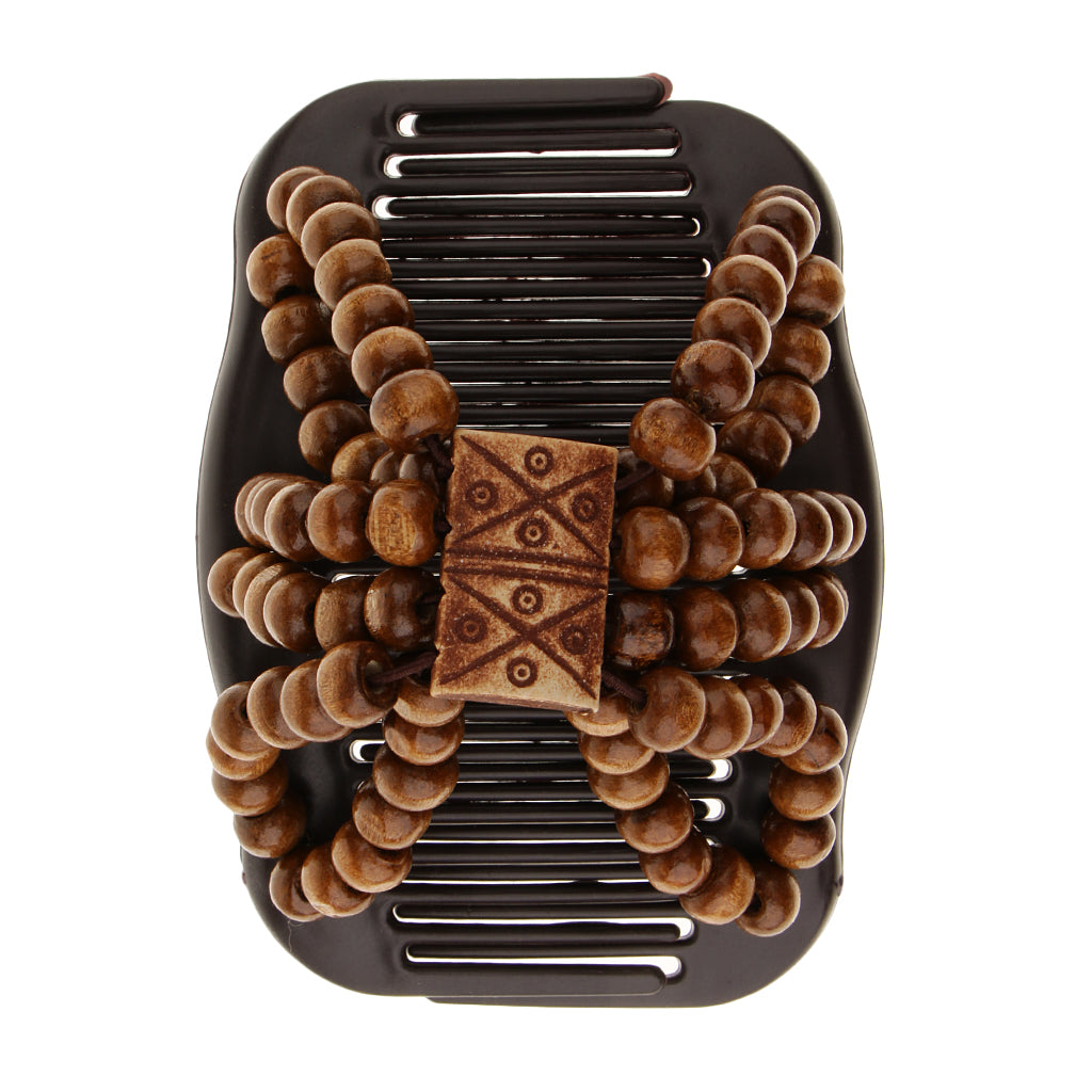 Faux wood double row hair comb
