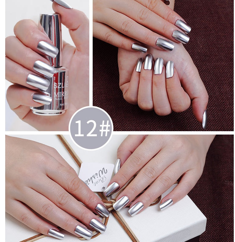 SZLIAN Mirror Silver Nail Polish