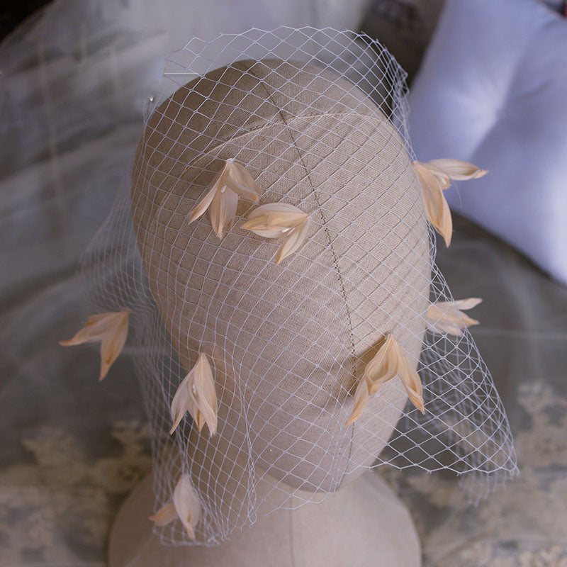 Vintage mesh gauze bridal headdress