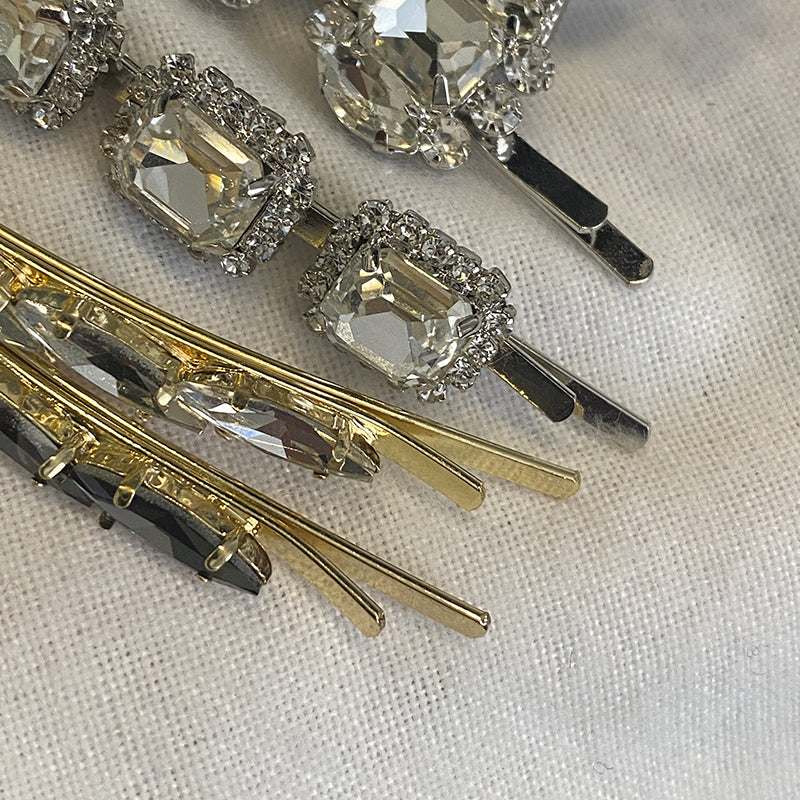 Rhinestone One-word Hairpin Side Chuck Clip