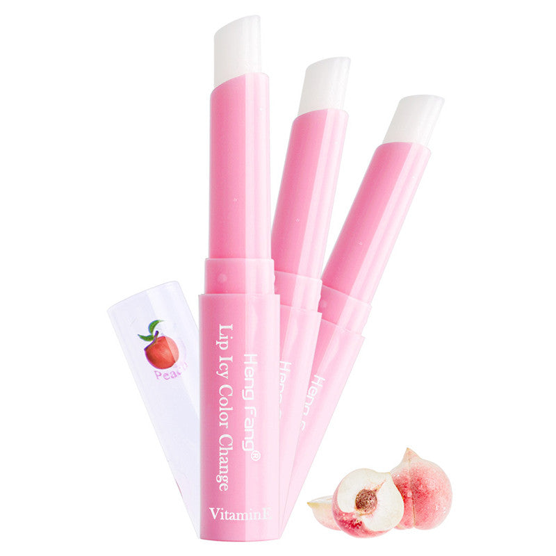 Peach color changing lip balm