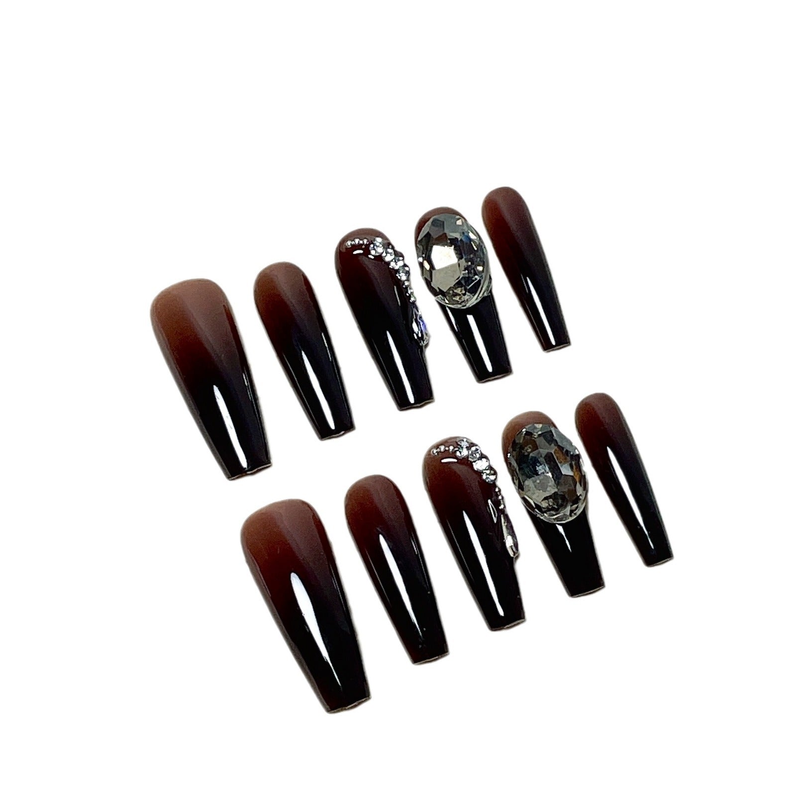 Hand-worn Nail Time Ashes Maillard Gradient Black Manicure