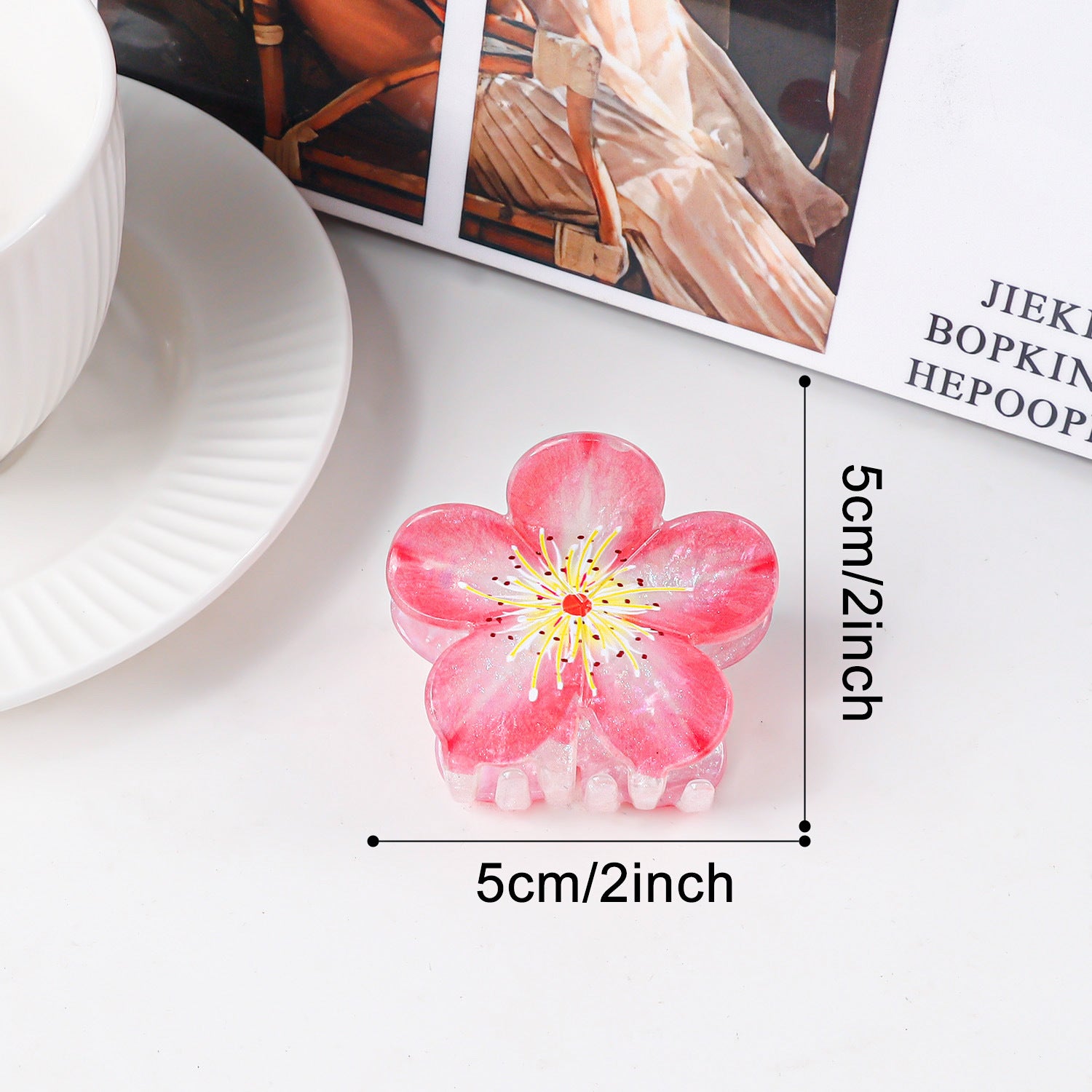 Sweet Plum Blossom Fairy Style Floral Updo Shark Clip All Match Women Hair Clip