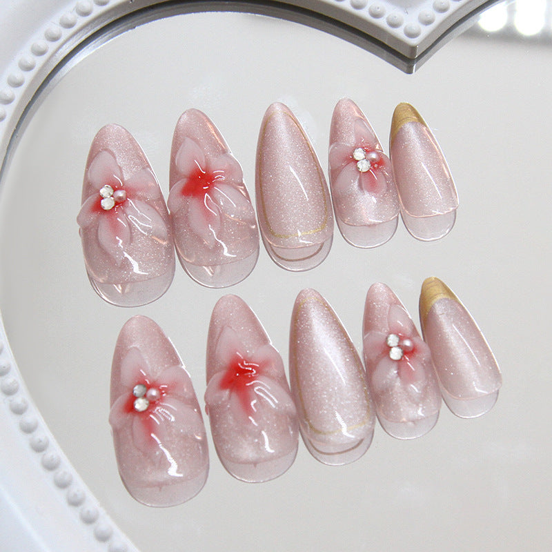Three-dimensional Carved Cat's Eye Line Wearing Armor Removable Nail Sticker