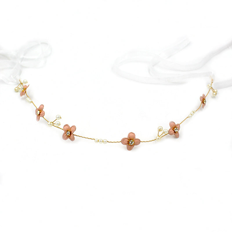 Simple Beaded Flower Bridal Headband Headdress