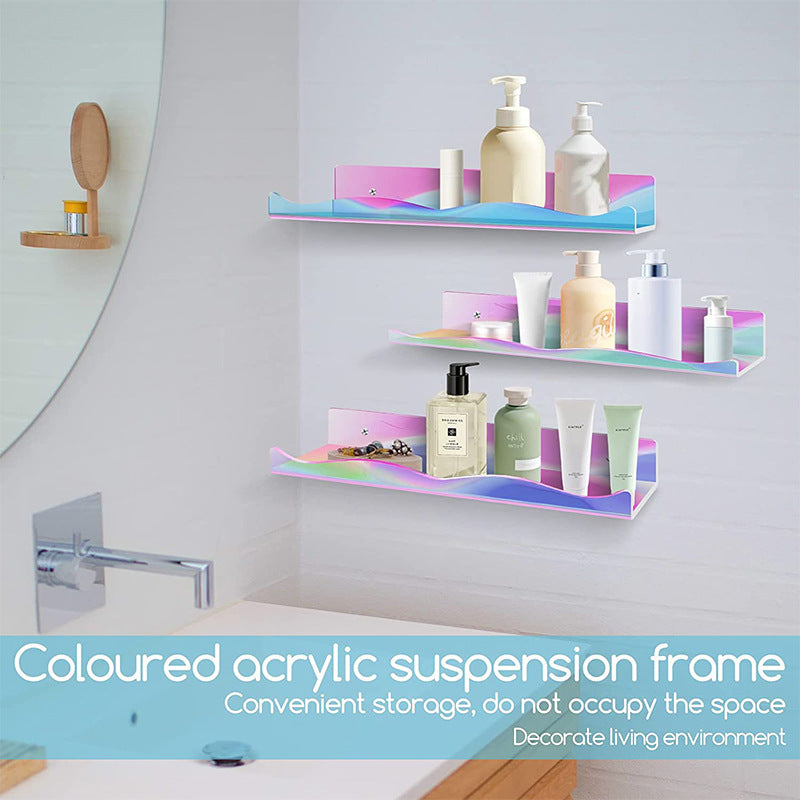 Transparent Rainbow Acrylic Nail Polish Shelf Colorful Acrylic Wall Mount