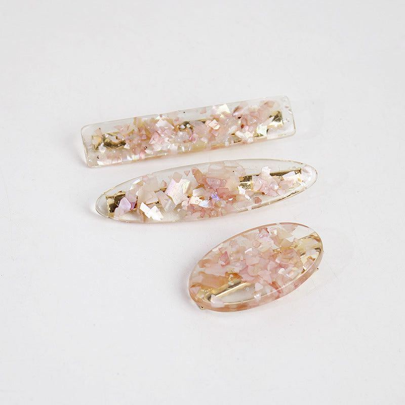 Japanese ins wind hairpin hair accessories magic color shell water droplets rectangular bangs word side clip hairpin hair accessories Korean version