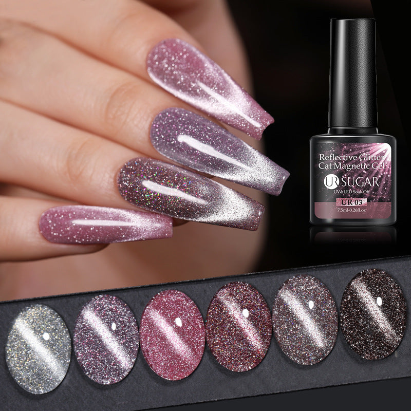 UR Sugar Laser Cat Eye Gel Nail Polish Manicure Crystal Diamond In The Debris Cat Eye Gel Polish