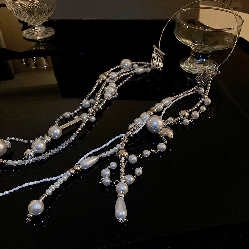 Pearl Crystal Bead Tassel Headband Is Sweet
