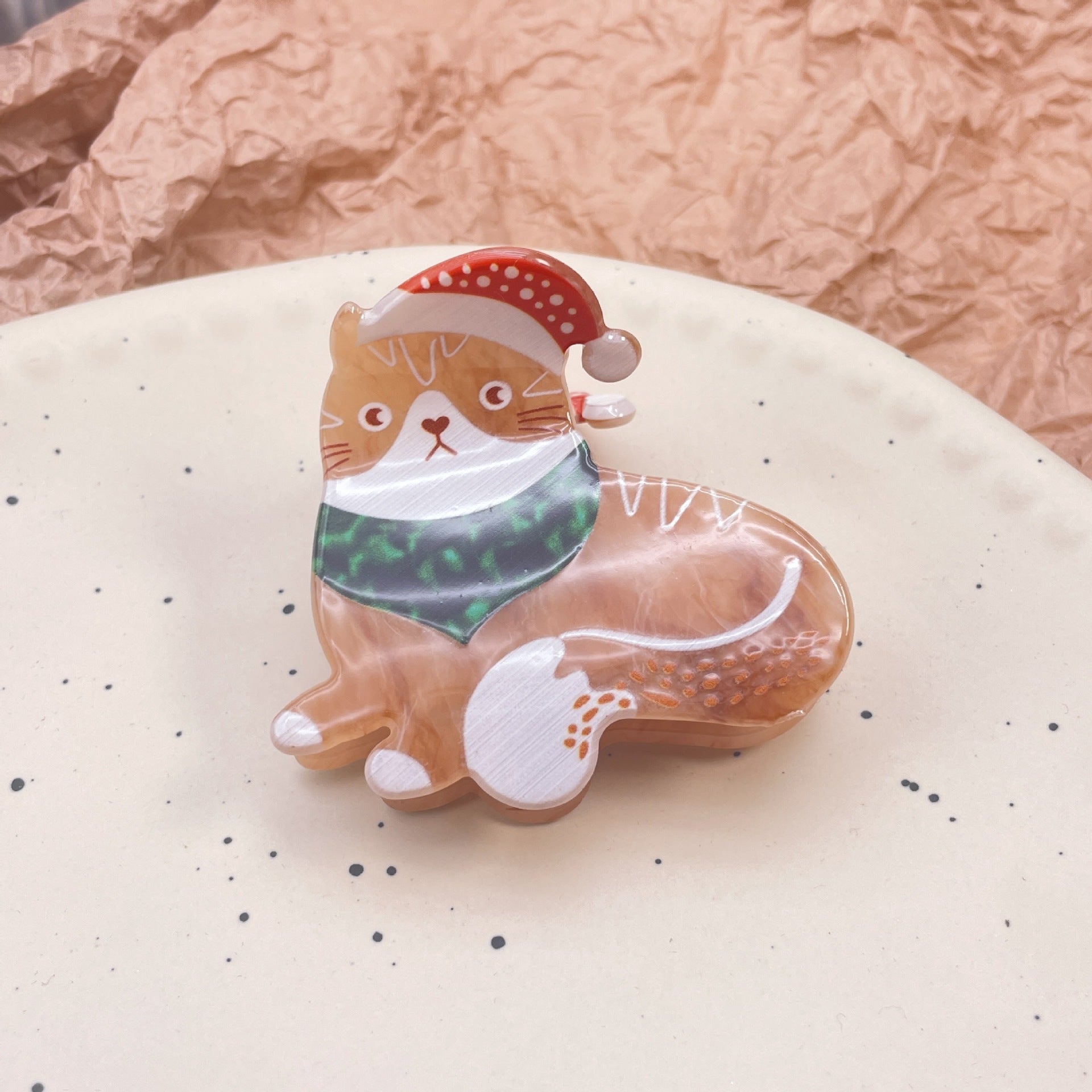 Animal Cat Christmas Acrylic Barrettes