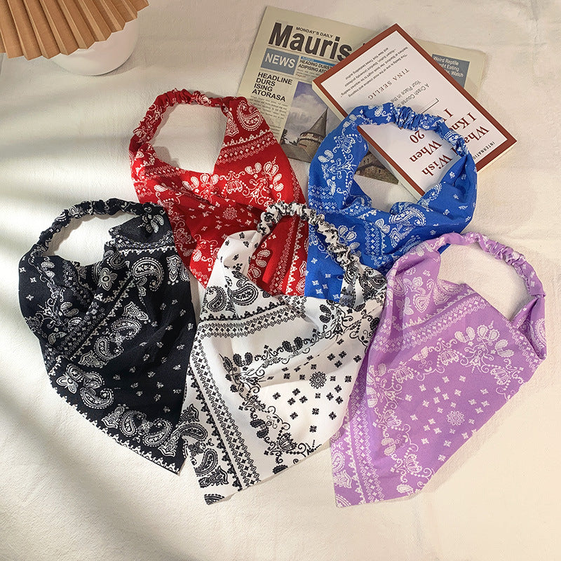 Sweet Cute Women Bag Bandana Headband Stretch All-matching Hair Towel Simple Wide Elastic Band Headband Triangular Binder