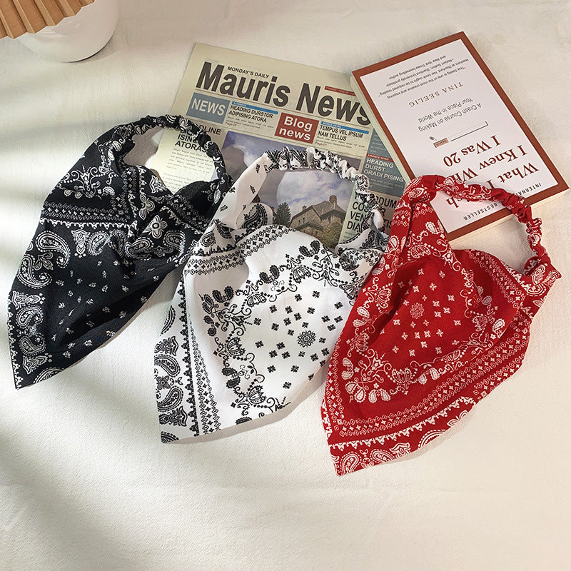 Sweet Cute Women Bag Bandana Headband Stretch All-matching Hair Towel Simple Wide Elastic Band Headband Triangular Binder