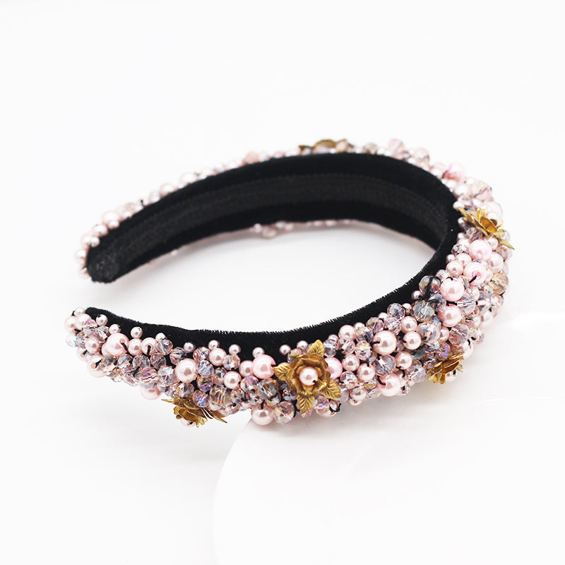 Luxury headband with crystal metallic flower