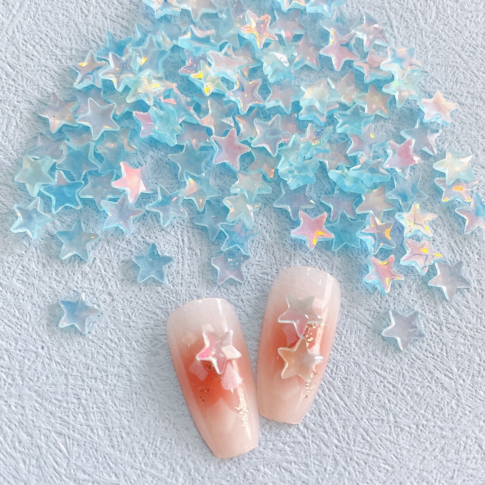 New Online Red Ice Transparent Colorful Five-pointed Star Nail Ornament Colorful And Fresh XINGX Diy Resin Nail Accessories