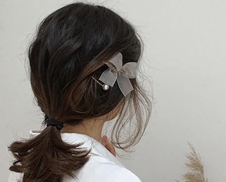 Simple bowknot pearl hair ornaments