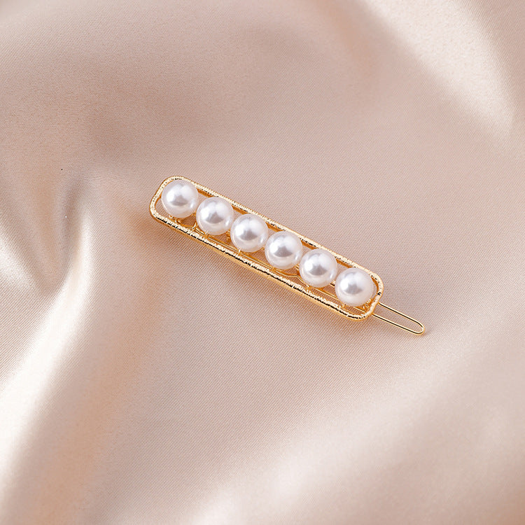 Pearl hairpin net red edge clip practical love crown bangs clip