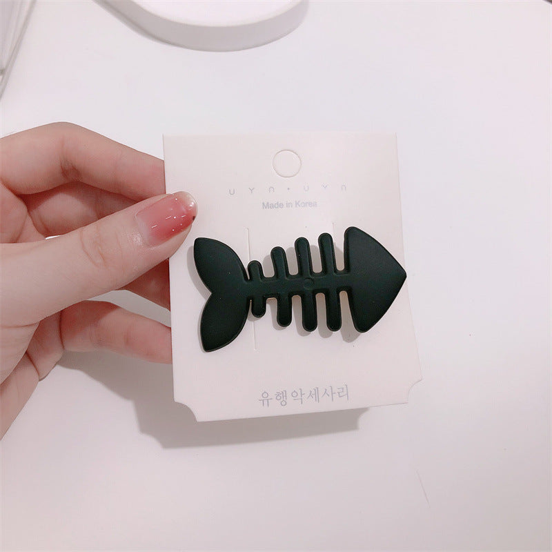 Minimalist Candy Color Fishbone Barrettes Cute Funny Side Bangs Female