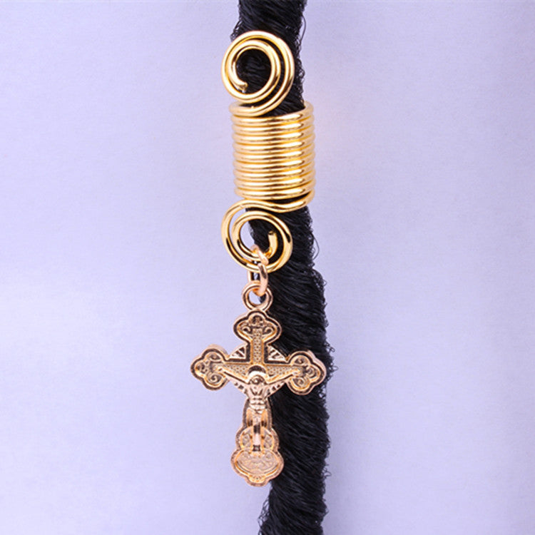 Alloy Cross Pendant Headdress Spring Ring