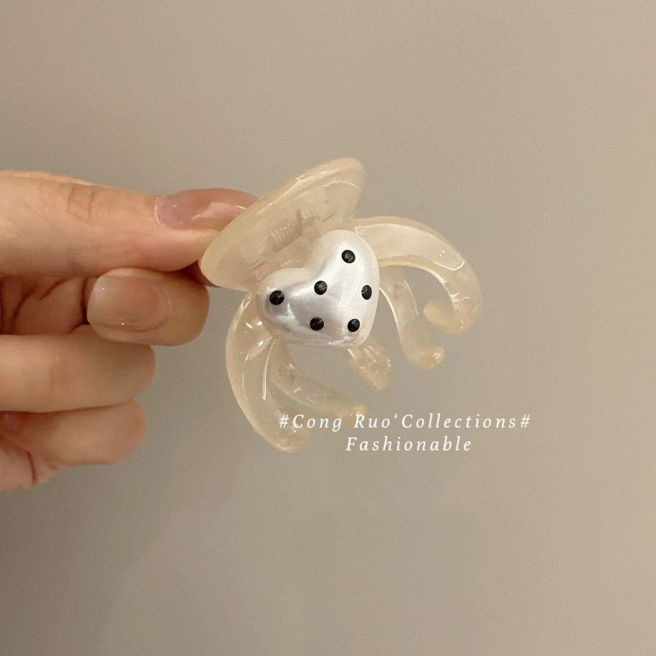 Polka Dot Love Heart-shaped Hairpin Female Accessories