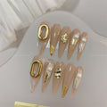 High Class Feel Rich Girl Nail Piece Milk Tea Long