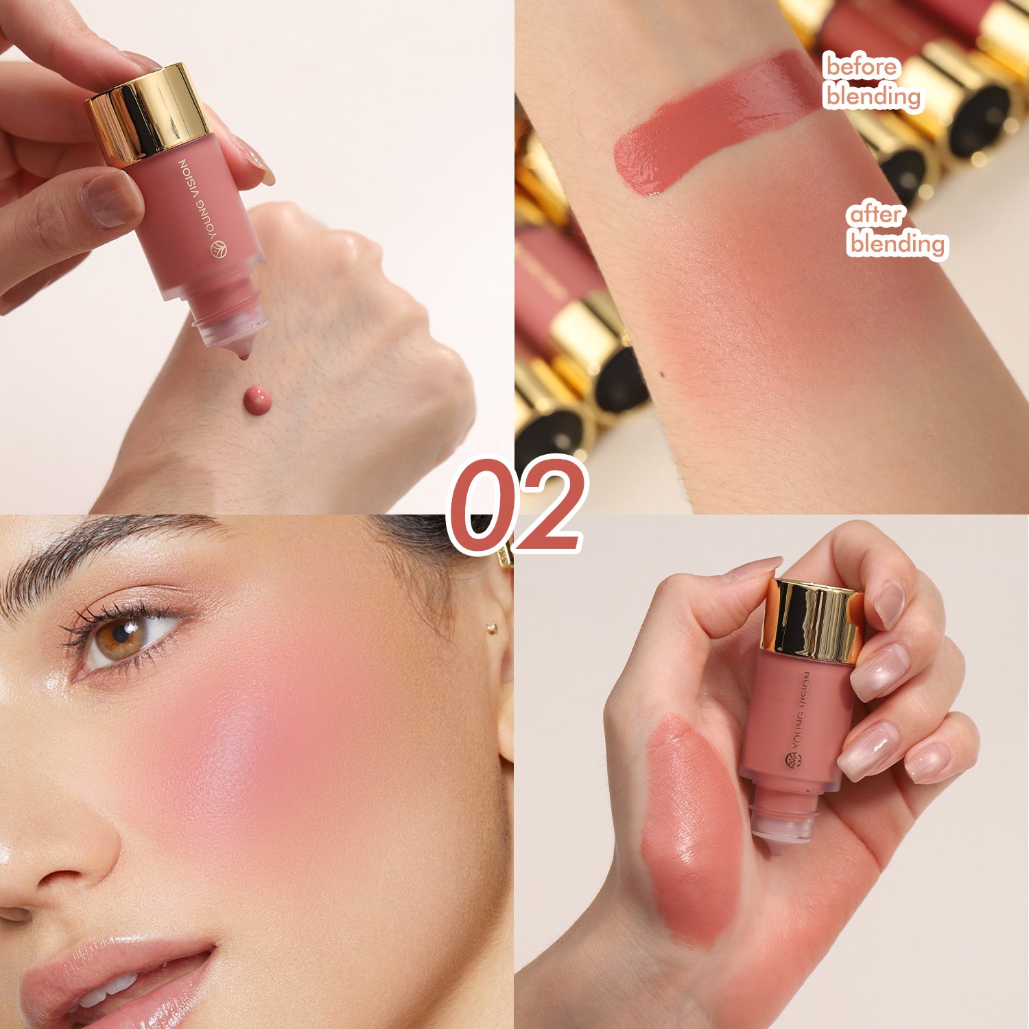 Young Vision Women's Fashion Silky Natural Dropper Liquid Blush
