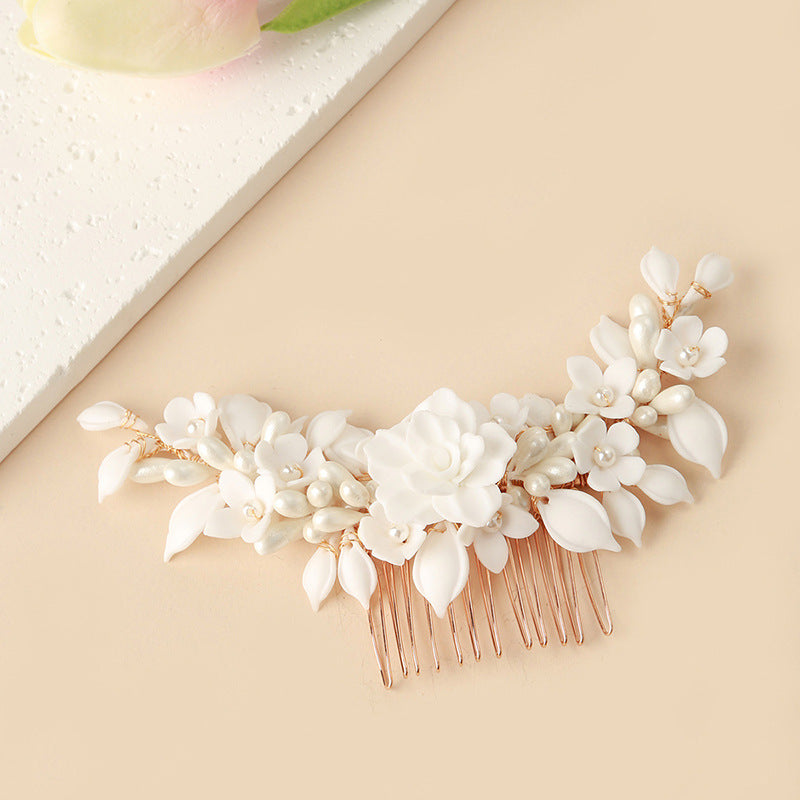White Ceramic Flower Headwear For Women