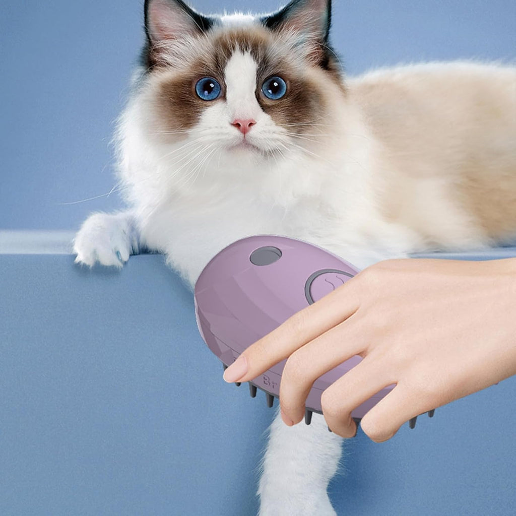Steamy Cat Brush - 3-in-1 Whale-Shaped Cat Steam Brush, Pet Massage Comb Cat Brush Fast Foaming Spray Bath De-Float Hair Cleaning Dog Massage Grooming Brush