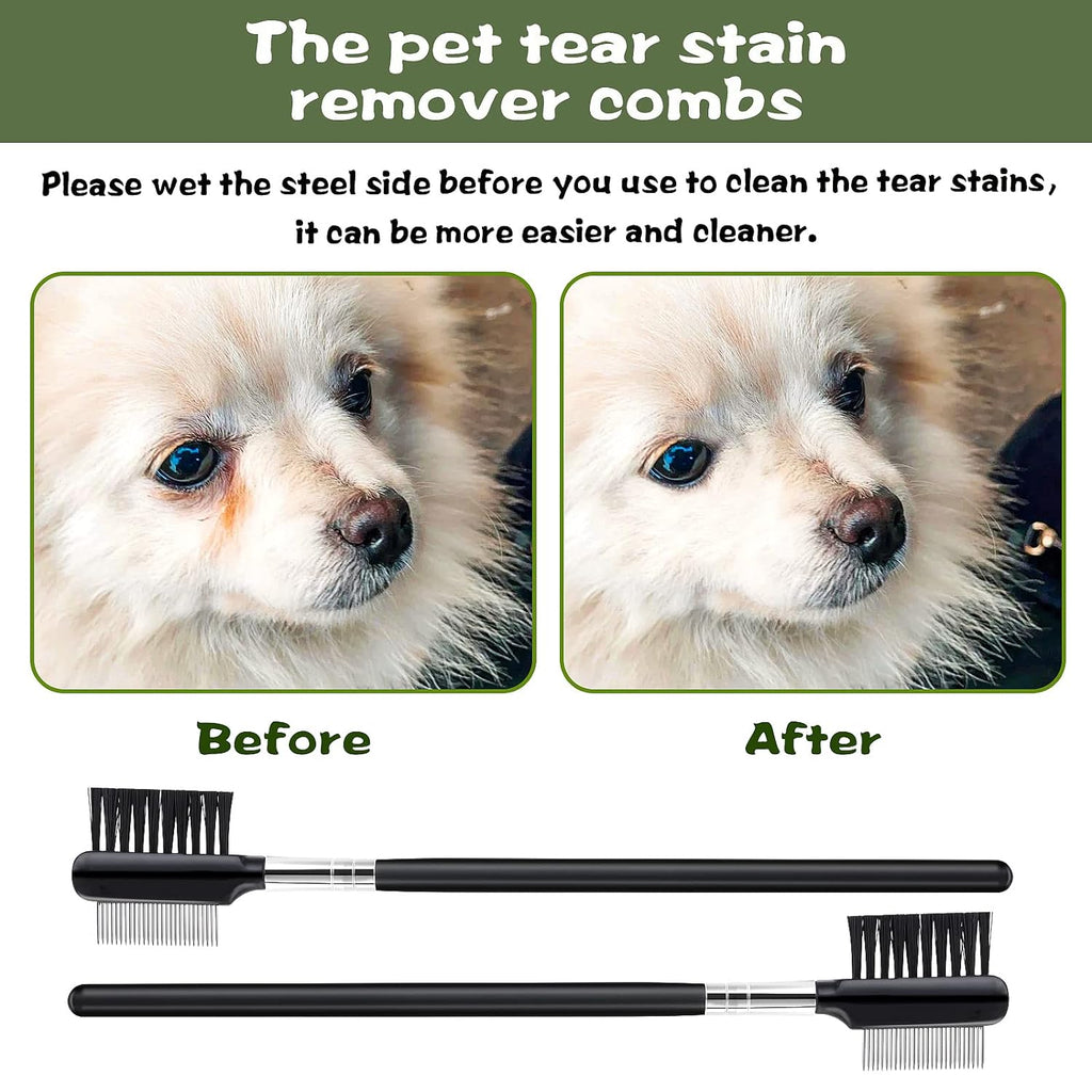 Dog Eye Comb Tear Stain Remover Comb Double-Head Tear Stain Comb For Small Dogs  Metal Eye Booger Remover For Dogs Puppy Cat Grooming Comb For Removing Crust Mucus And Flea