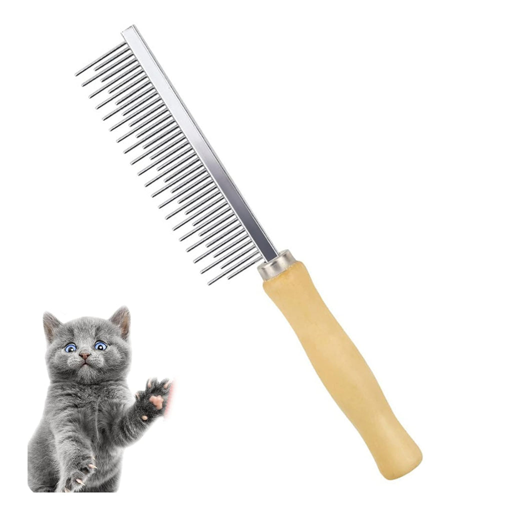 Dog Cat Pet Comb Double Sided Grooming Brush Metal Comb For Loosening Up Removing Mats Debris Tangles And Knots Wooden Handle Stainless Steel Tooth Perfect For Pets