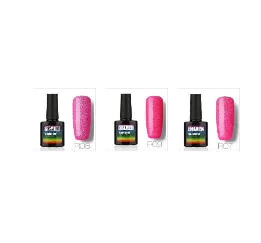 Rosalind Nail free, long-lasting, non-toxic, nail polish, ROSALIND phototherapy glue, star studded rainbow system.