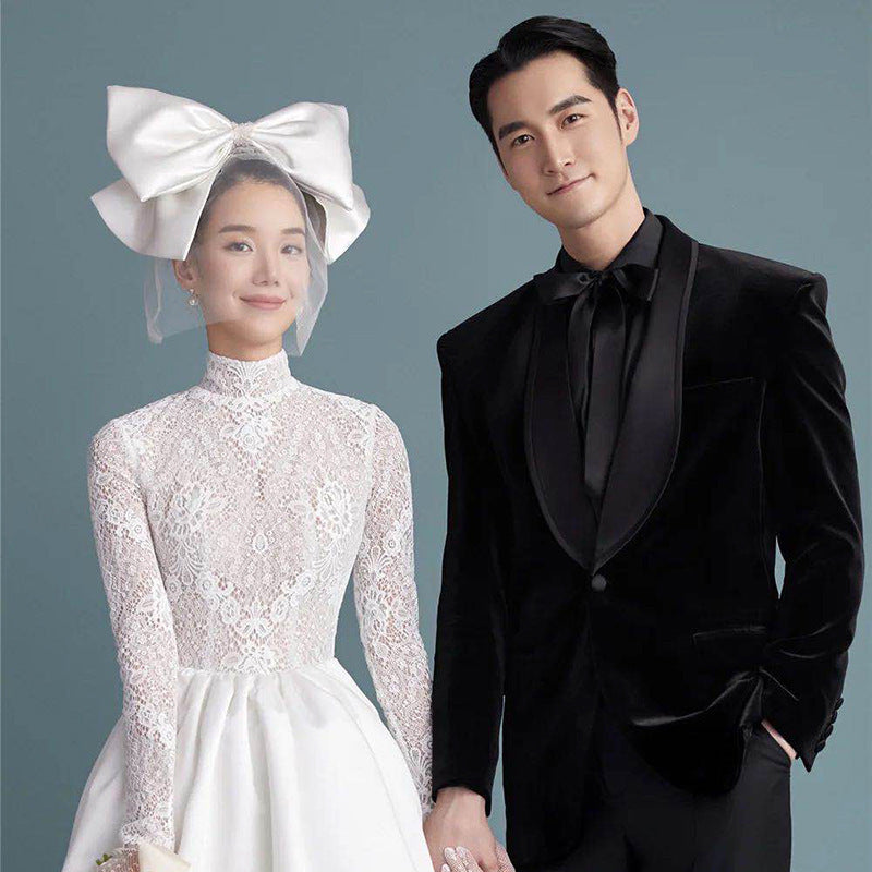 Sweet big bow net yarn covering veil headgear