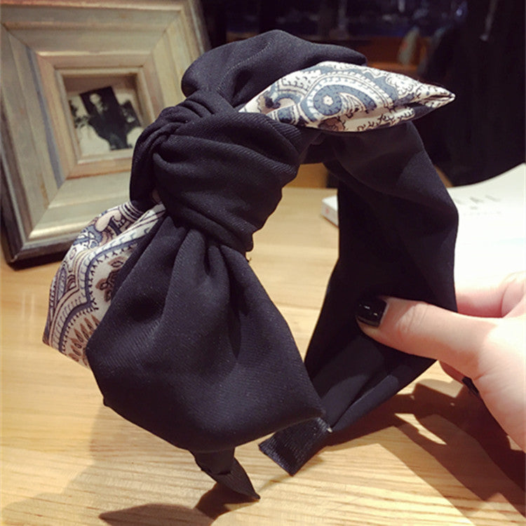 Contrasting color non-slip wide brim headband