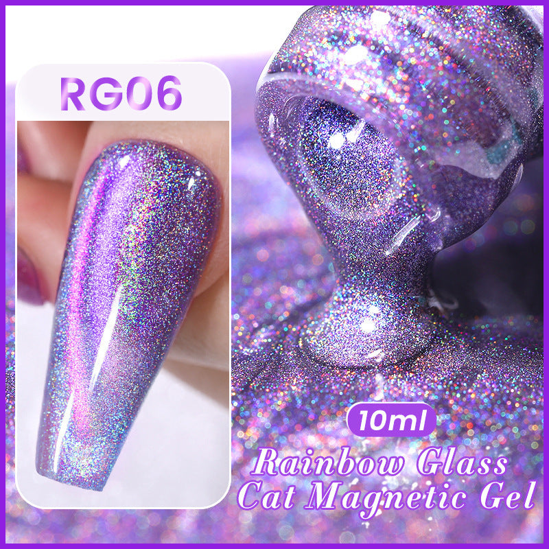 New Three-color Aurora Rainbow Glass Cat Eye Gel Polish Phototherapy Plastic