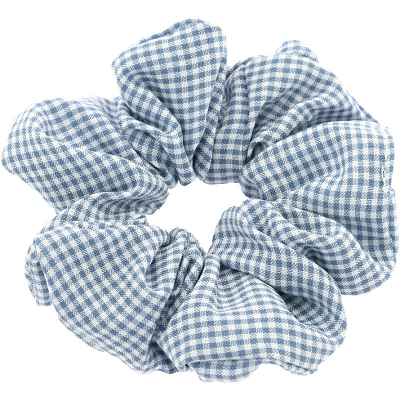 Pig Intestine Hairband Checked Fabric Elastic Rubber Band