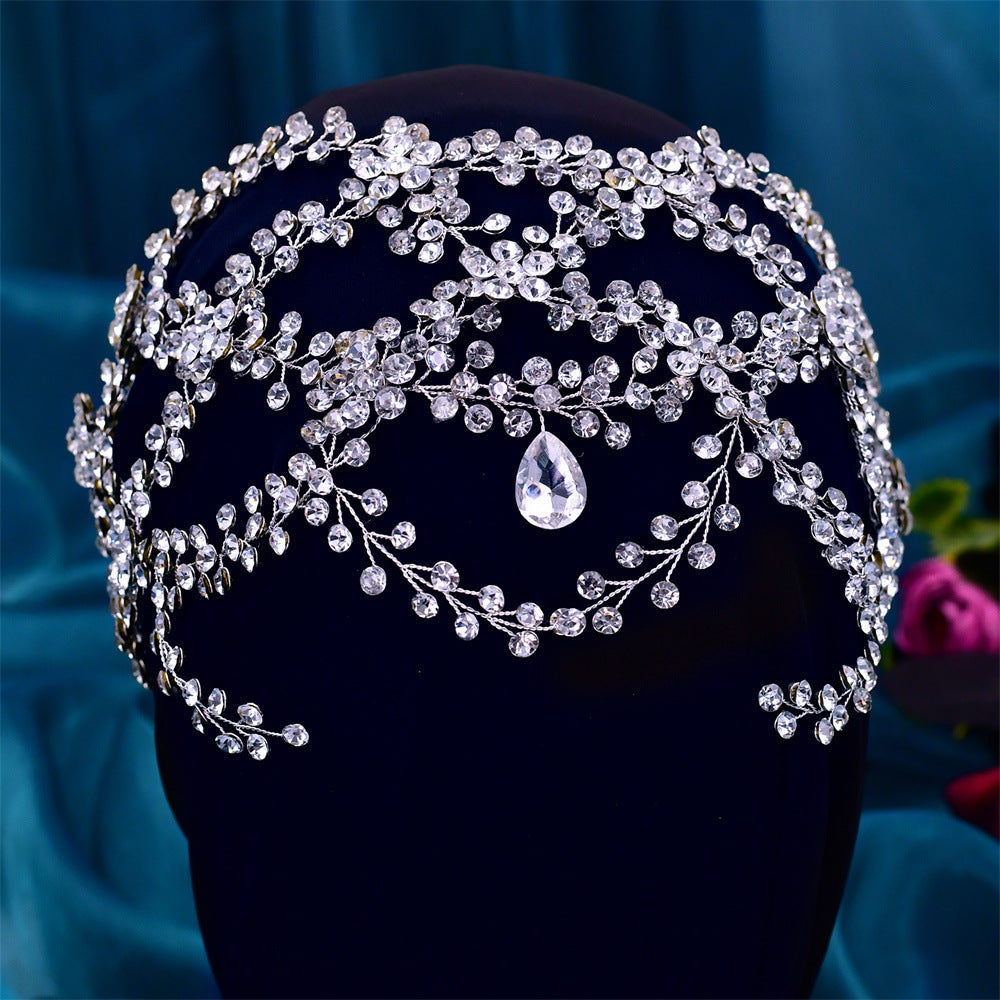 Bridal Mesh Rhinestone Cross S-Bend Handmade Tiara Shape