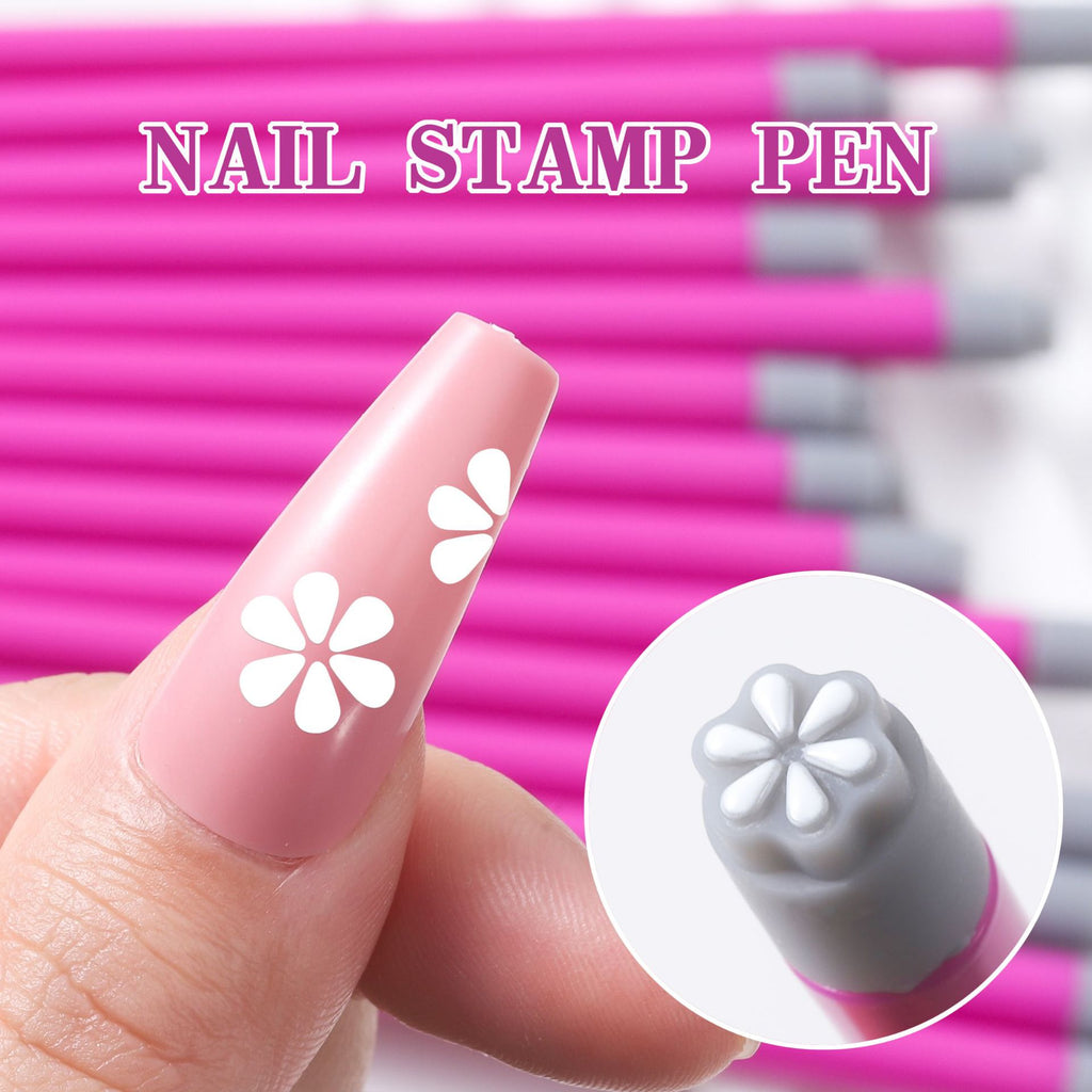 Nail Art Stamp Pen With Butterfly And Floral Designs DIY Nail Printing Pen Transfer Tool For Nail Art