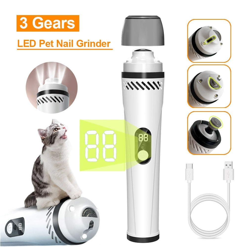 Smehnser Pet Automatic Nail Piercing Device 3-speed LED Electric