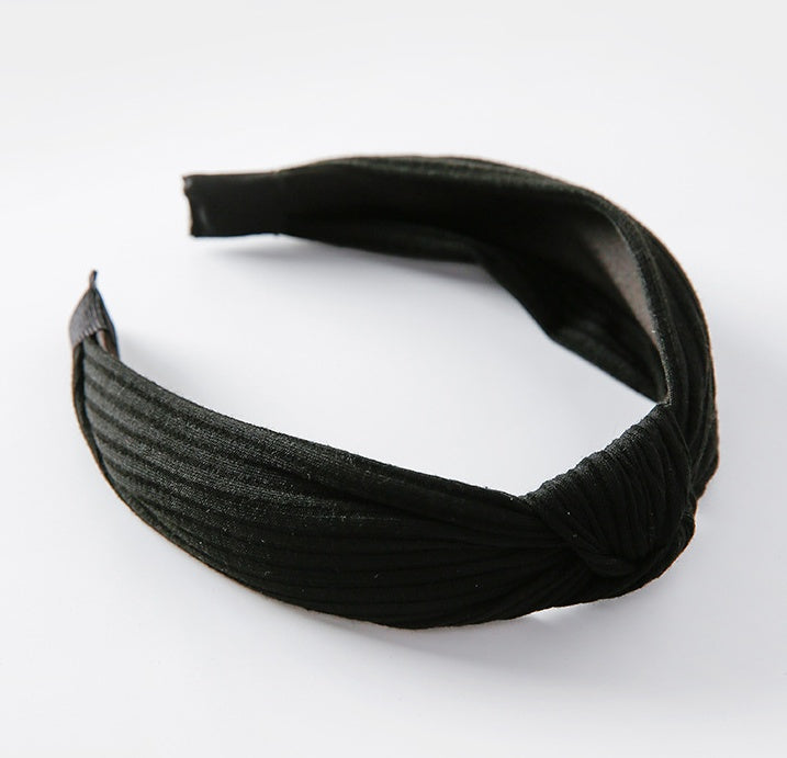 Simple solid color knit knotted wide-brimmed vintage headband versatile hair accessories