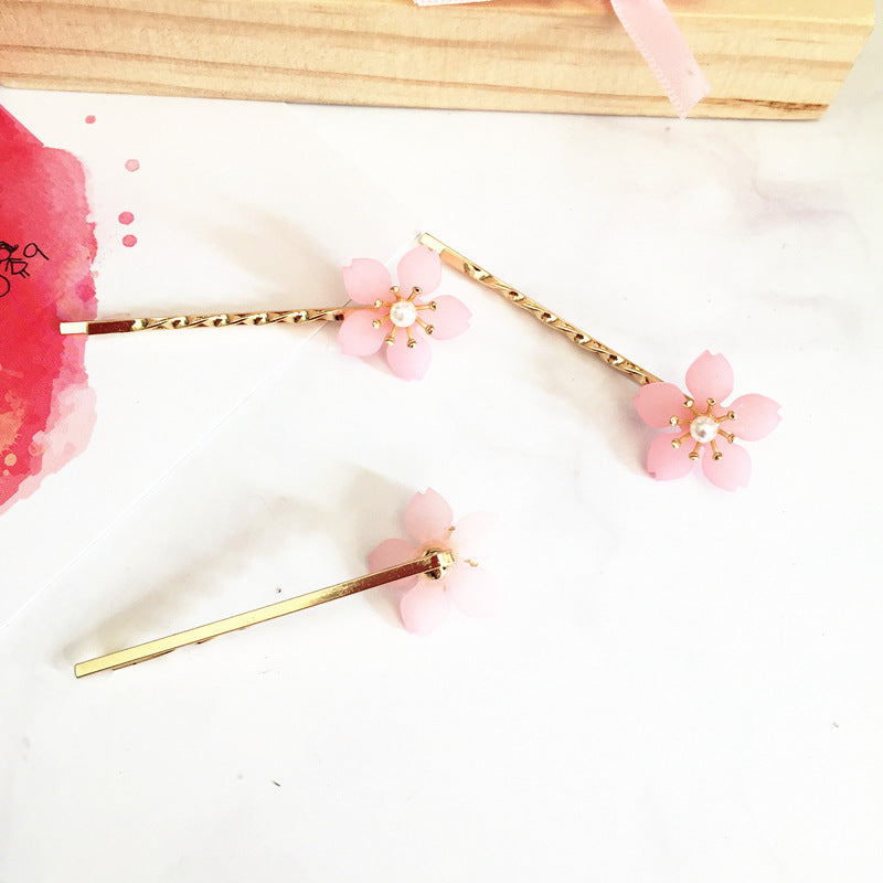 Pink Flower Side Clip Girl Hairpin Bangs Clip