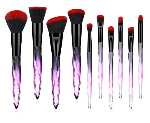 10 PCs Clear Crystal Diamond Shank Foundation Brush Suit