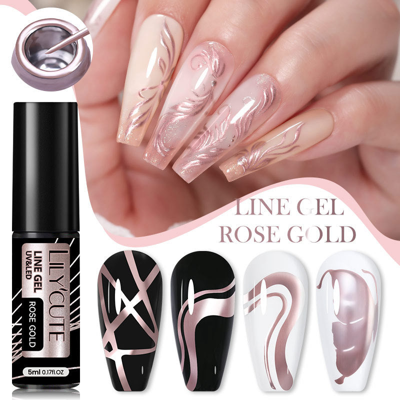 Lilycute Metal Painted Cable Gel Nail Polish Nail Art Cable Adhesive Hoy Side Silver Phototherapy Metalic Glue