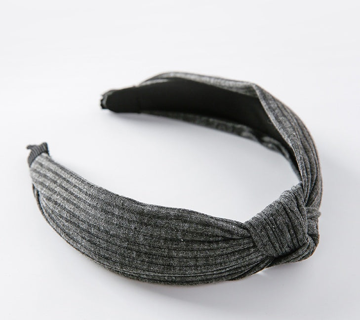 Simple solid color knit knotted wide-brimmed vintage headband versatile hair accessories