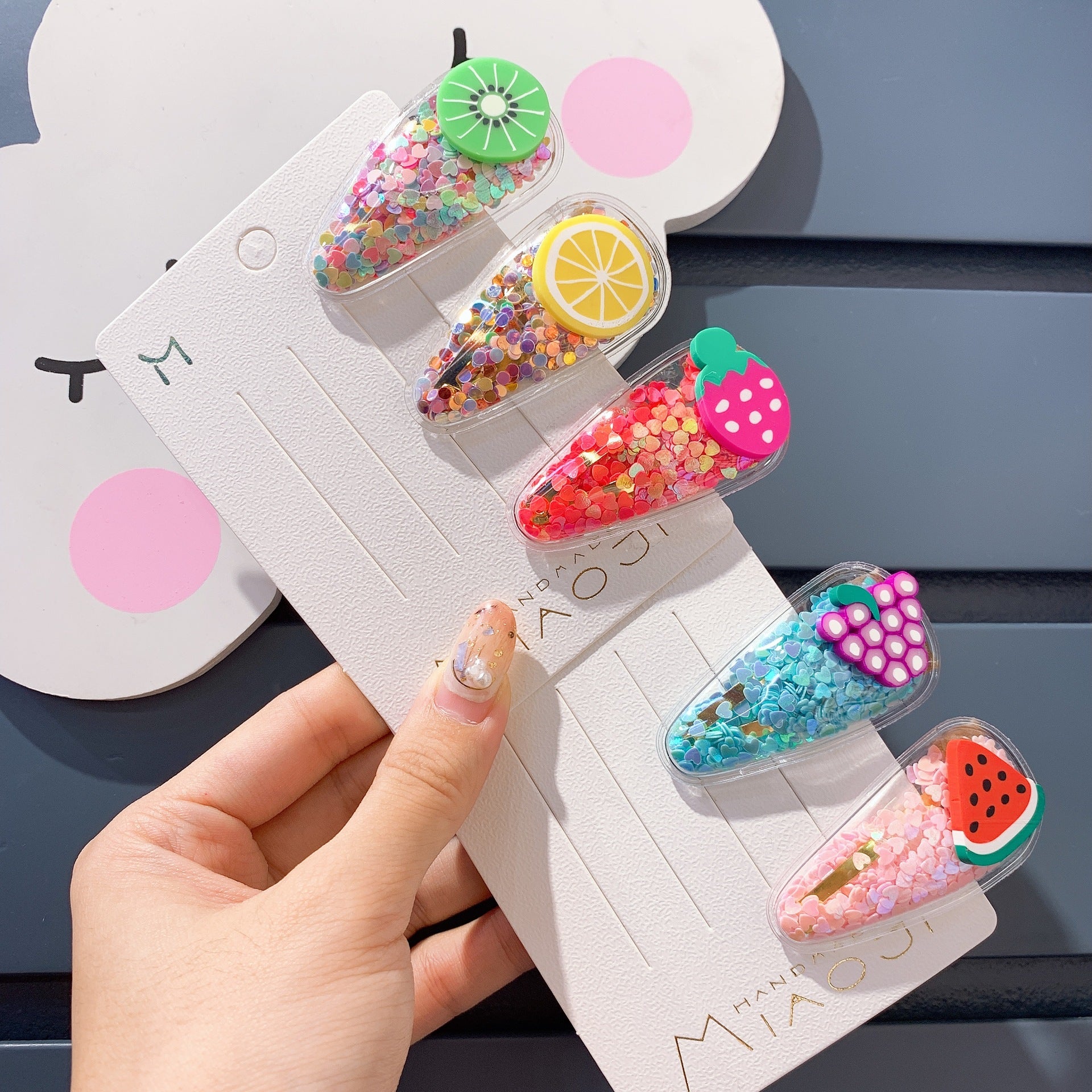 Personality transparent girl fruit hairpin
